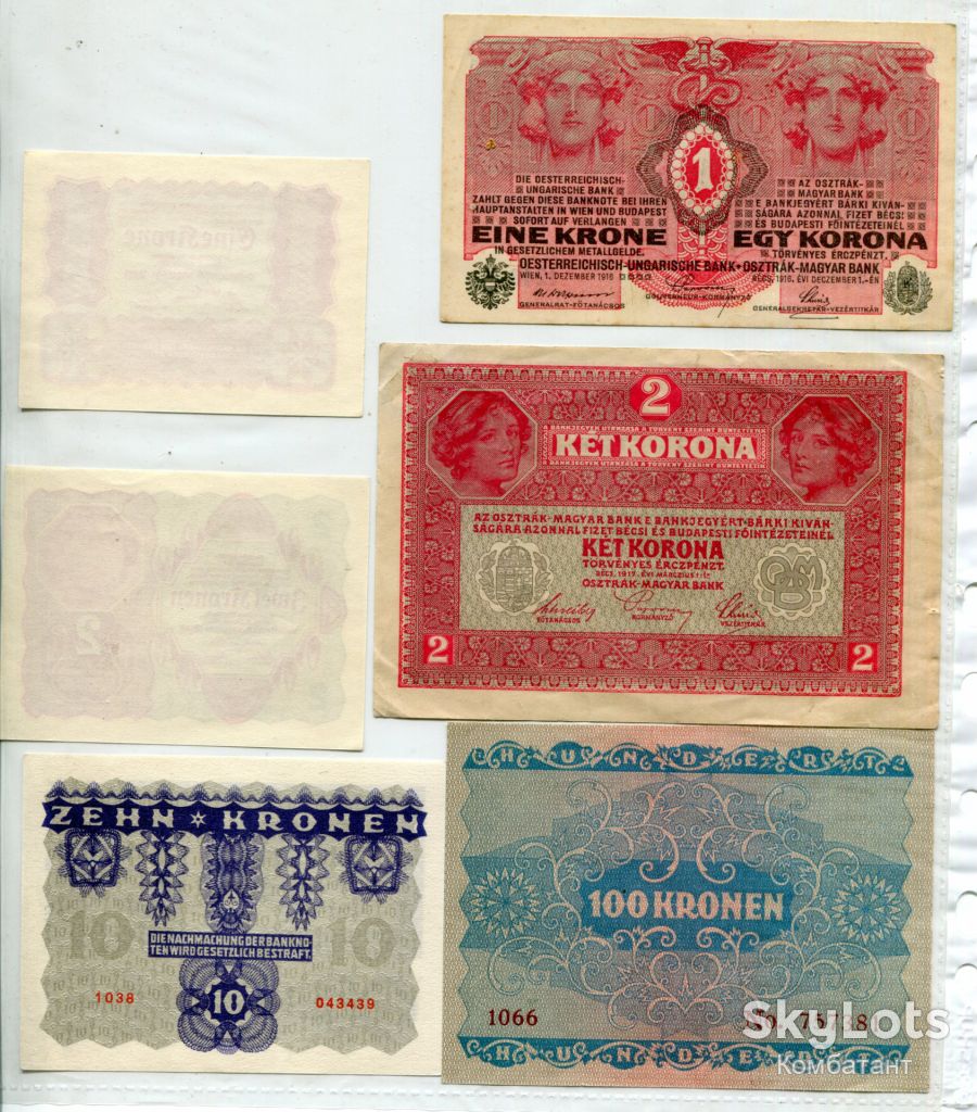 Комплект крон 1,2,10,100 - 1916-17, 1922 рр. Австро-Угорщина. - фото фото фото 1