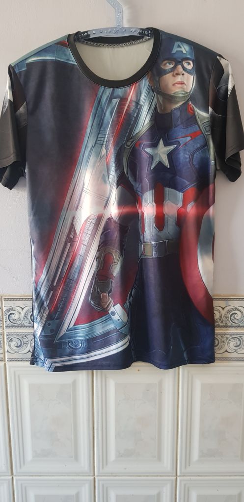 Футболка "Captain America"  (95% polyester / 5% spandex, М) - фото фото фото 0