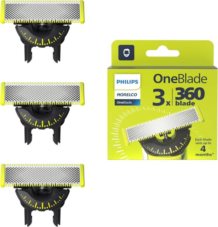 Сменные лезвия Philips OneBlade 360 QP430/50 QP430/80 (3 шт)  насадки для триммера - фото фото фото 1