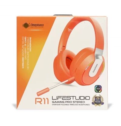 Наушники Bluetooth DEEPBASS R11 с RGB подсветкой Оранжевые - фото фото фото 4