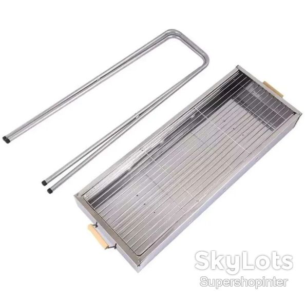 Переносной мангал с решеткой 80х78х30см, BARBECUE TRAY 770SS, Серебристый / Барбекюшница / Раскладной мангал барбекю - фото фото фото 8
