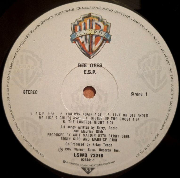 Bee Gees - E.S.P. - 1987.  (LP). 12. Vinyl. Пластинка. Yugoslavia. - фото фото фото 4