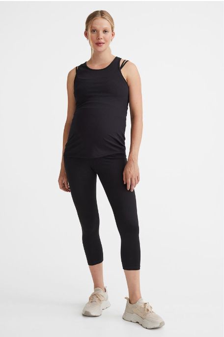 Спортивные капри леггинсы, с сетчатыми вставками, для беременных H&amp;M.  S М - фото фото фото 1