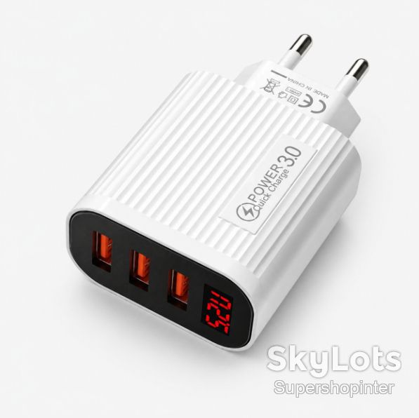 Зарядное устройство 220В 3.0А 12Вт 5В USBx3 QC3.0 Quick Charger LCD 36-2S - фото фото фото 1