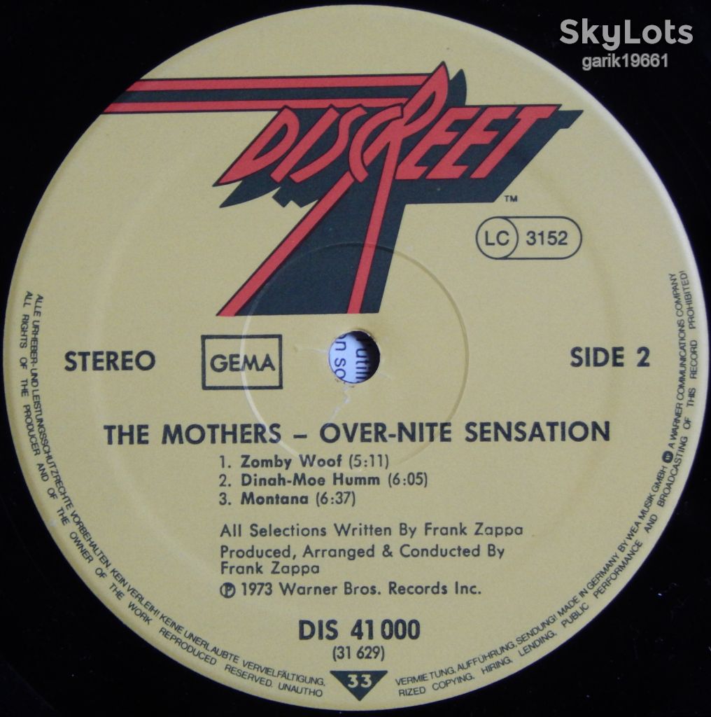 The Mothers – Over-Nite Sensation  (Discreet – DIS 41 000, Germany) EX+/NM- - фото фото фото 4