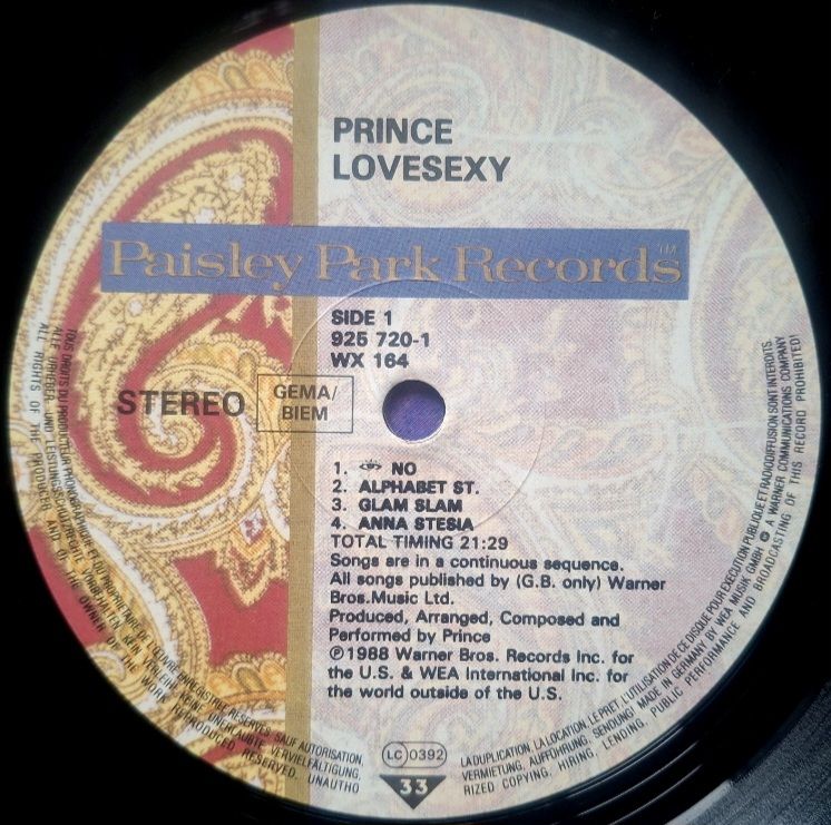 Prince - Lovesexy - 1988.    (LP). 12. Vinyl. Пластинка. Germany. - фото фото фото 4
