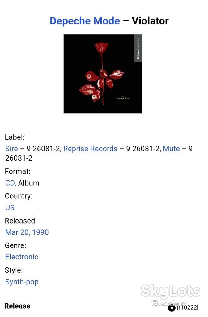 CD  (US) Depeche Mode – Violator 1990  (VG/VG) - фото фото фото 1