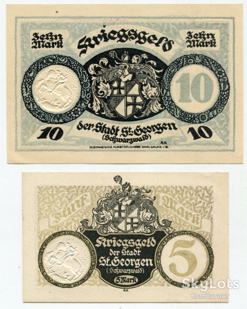 5 і 10 марок, Німеччина, Шварцвальд 1918 - фото фото фото 1