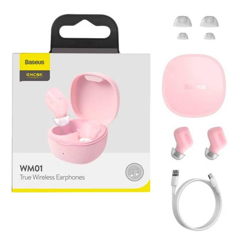 Навушники Bluetooth бездротові Baseus WM01 вакуумні з мікрофоном Pink - фото фото фото 2