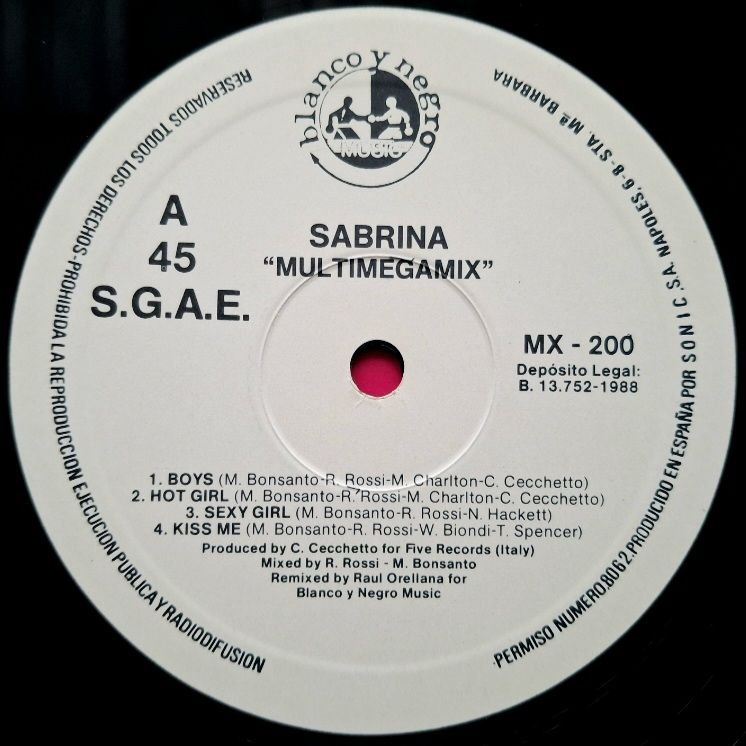 Sabrina - Multimegamix - 1988.  (EP). 12. Vinyl. Пластинка. Spain. - фото фото фото 2