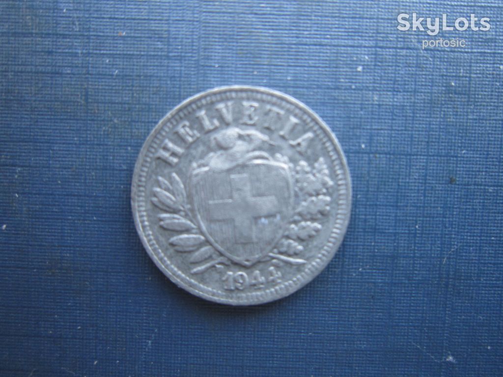 Монета 2 раппен Швейцарія 1944 цинк нечаста - фото фото фото 1