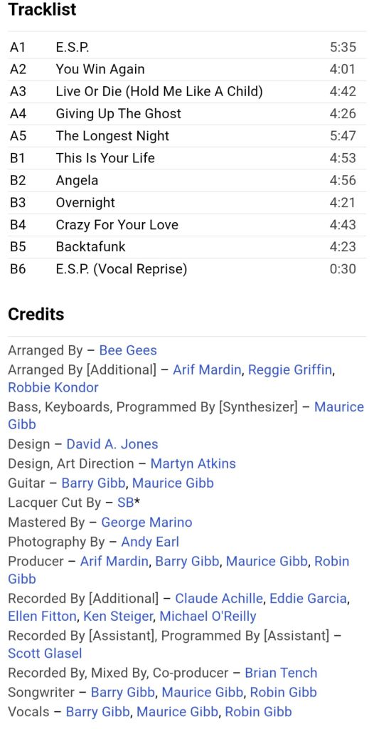 Bee Gees - E.S.P. - 1987.  (LP). 12. Vinyl. Пластинка. Yugoslavia. - фото фото фото 7