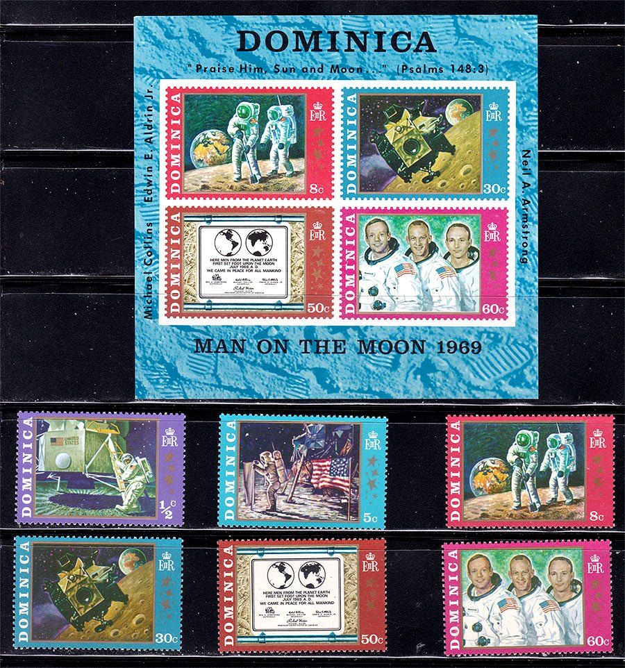 Космос . Доминика 1970  г  MNH -  блок + марки - фото фото фото 0