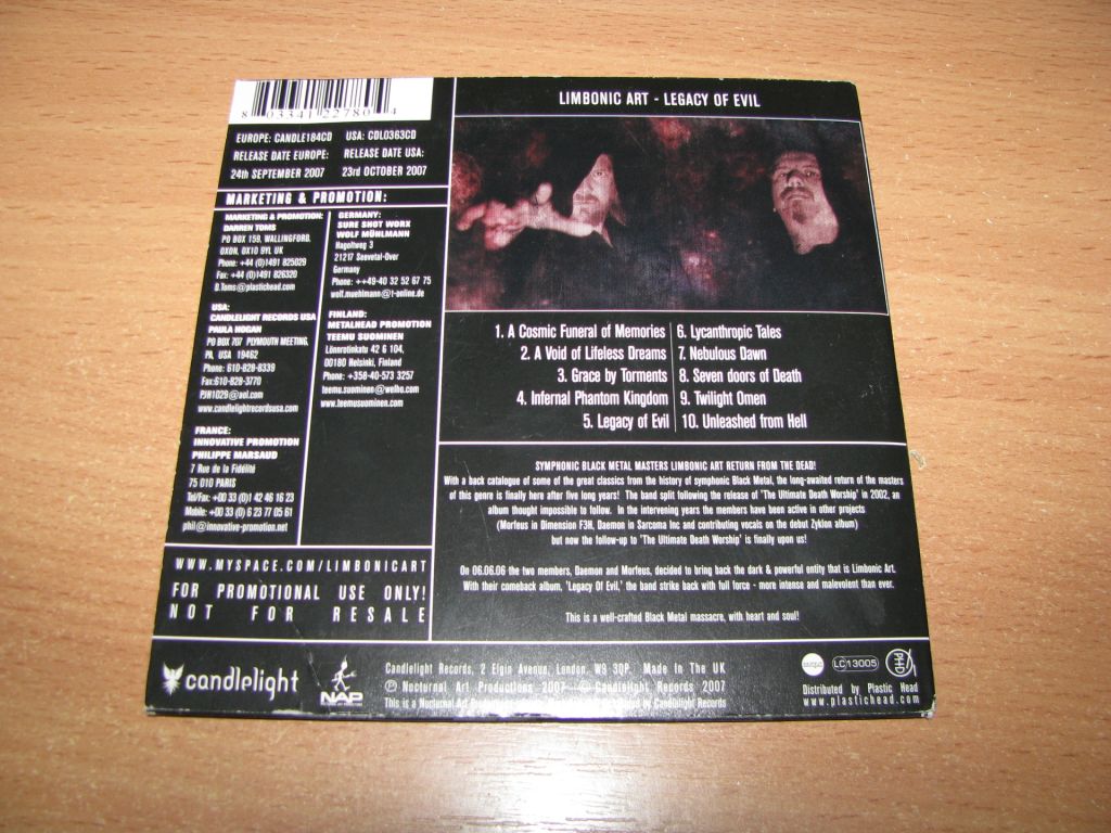 LIMBONIC ART - Legacy Of Evil  (2007 Candlelight,UK) - фото фото фото 1