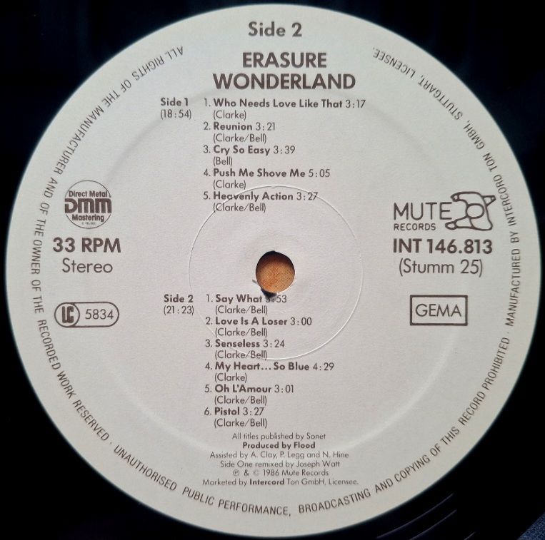 Erasure - Wonderland - 1986.  (LP). 12. Vinyl. Пластинка. Germany. - фото фото фото 5