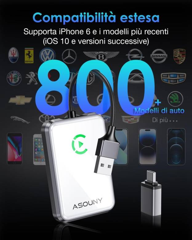 Беспроводной адаптер ASOUNY CarPlay 2025 превращает проводное соединение в беспроводное CarPlay - фото фото фото 4
