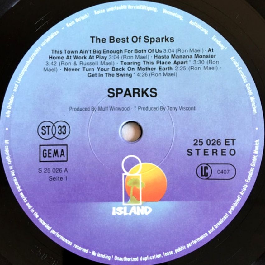 Sparks - The Best Of Sparks - 1971-77.   (LP). 12. Vinyl. Пластинка. Germany - фото фото фото 3