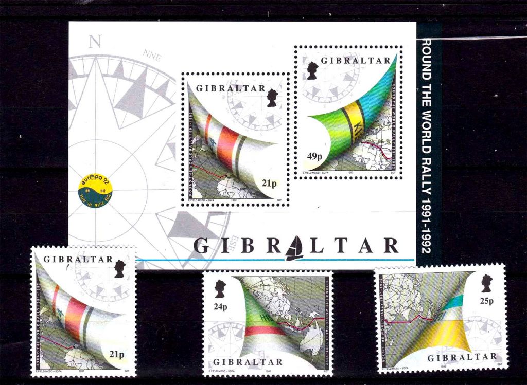 Гибралтар  1992 г  MNH - кругосветка - блок + марки - фото фото фото 0