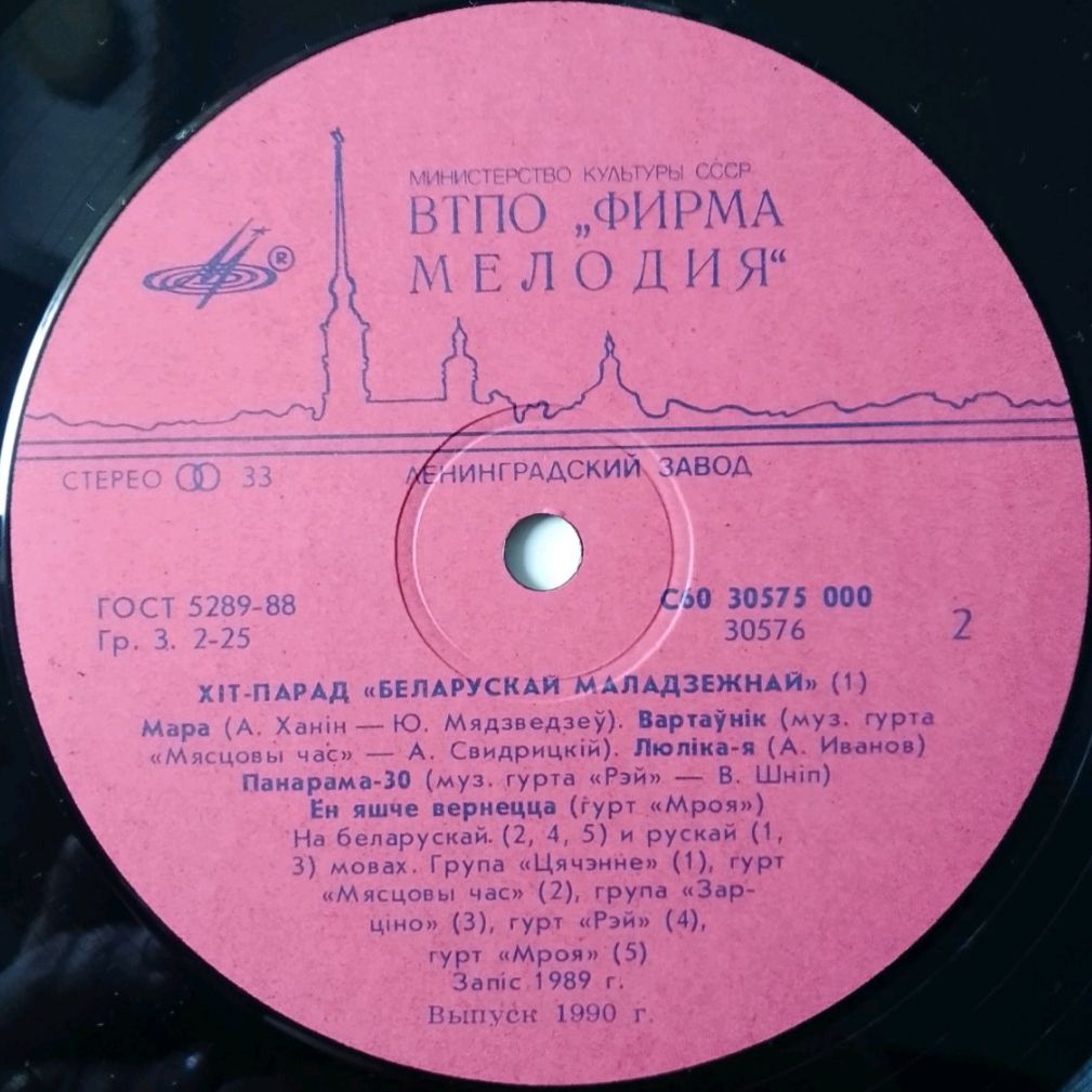 V.A. Хіт-Парад Беларускай маладзёжнай - 1989.   (LP). 12. Vinyl. Пластинка. Rare. - фото фото фото 3