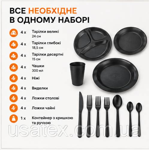 Набір туристичного посуду CRIVIT 33 предмети на 4 особи для кемпінгу та пікніка - фото фото фото 3