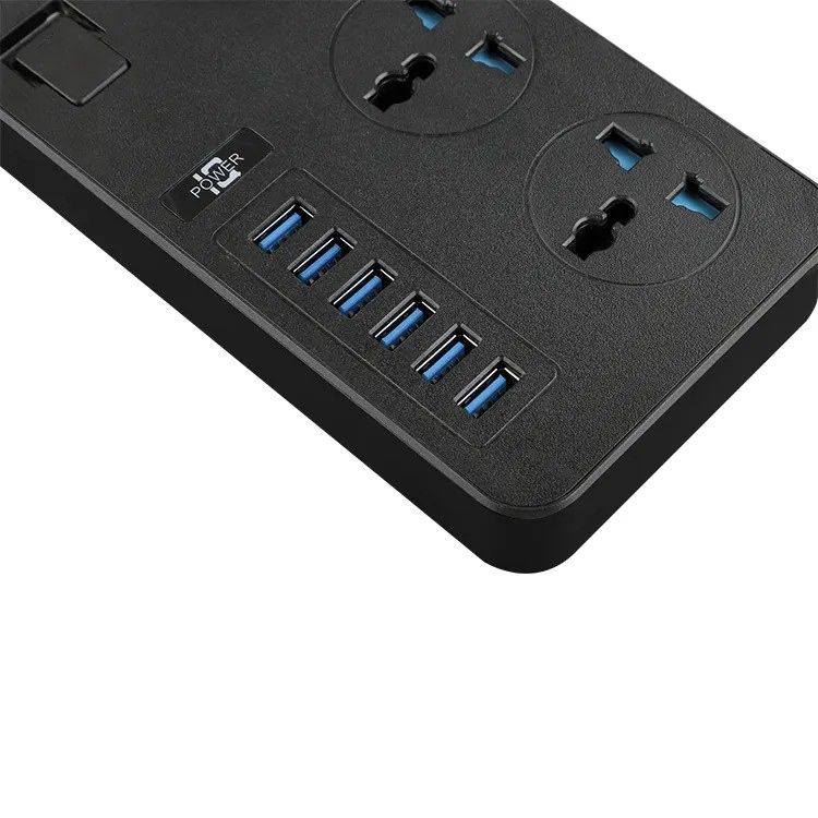 Сетевой фильтр ТВ-Т09   (3 розетки + 6 USB) 2м, сечение 3х0,75мм, 3000W - фото фото фото 2