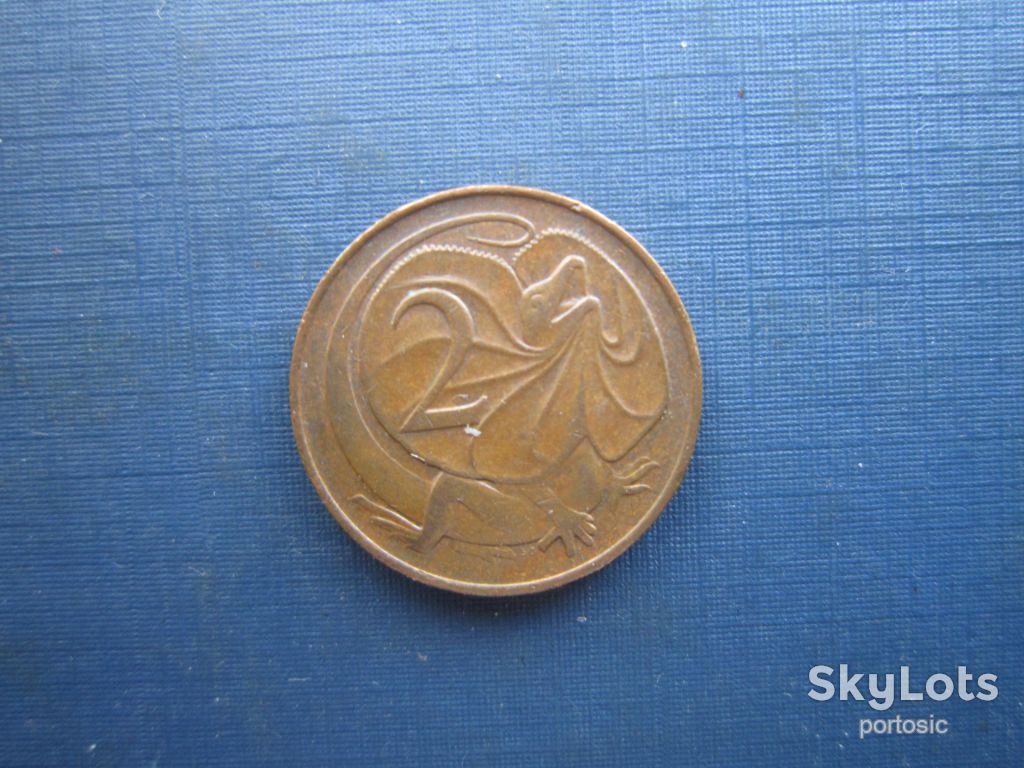 Монета 2 центи Австралія 1967 фауна плащеносна ящірка - фото фото фото 0