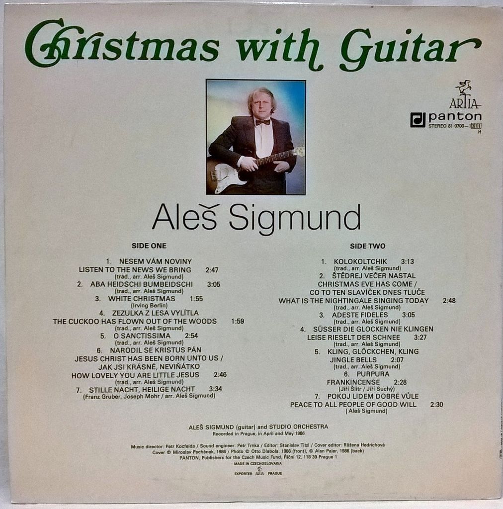 Ales Sigmund ‎– Christmas With Guitar - 1986.   (LP). 12. Vinyl. Пластинка. Czechoslovakia. - фото фото фото 1