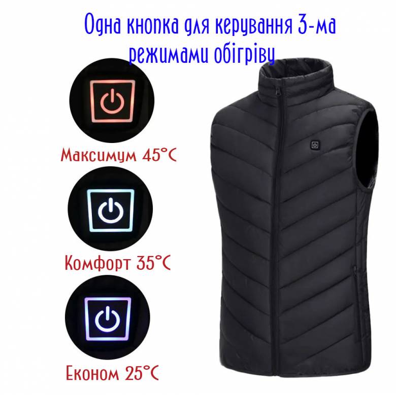 Жилет с подогревом USB-порт, 9 зон подогрева, от PowerBank размер М - фото фото фото 6