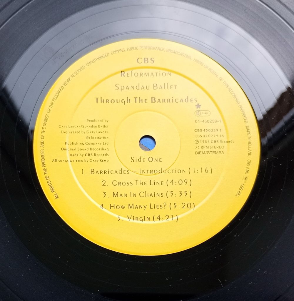 SPANDAU BALLET Through The Barricades LP VG++/EX - фото фото фото 2