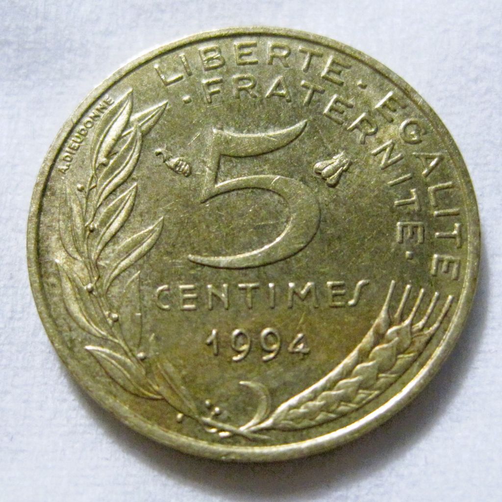 Франція 5 сантимів 1994 року Бджола #6П1311 - фото фото фото 0