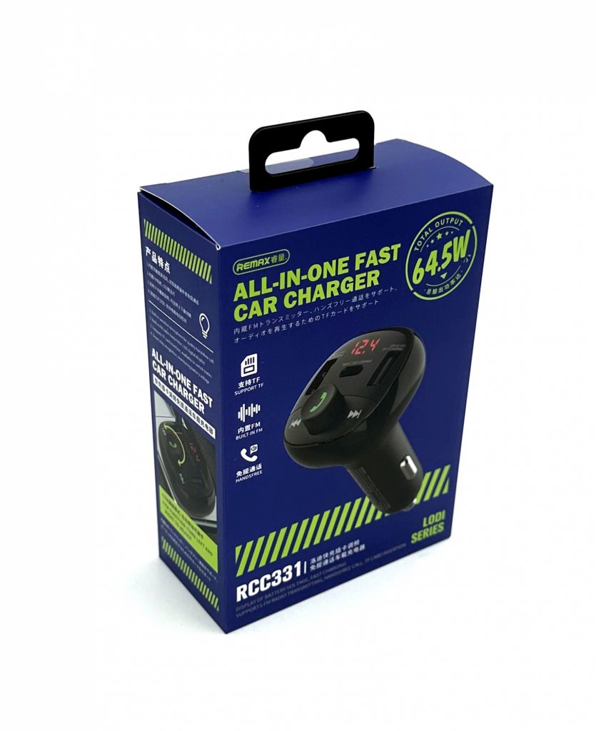 FM модулятор Remax RCC331 Bluetooth Lodi Series 2USB/1PD 64.5W Чорний - фото фото фото 1