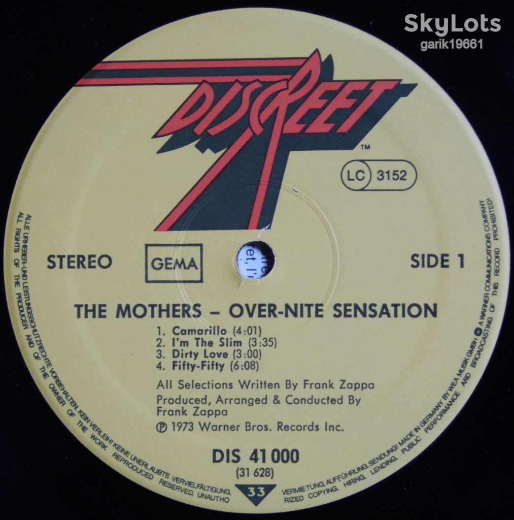 The Mothers – Over-Nite Sensation  (Discreet – DIS 41 000, Germany) EX+/NM- - фото фото фото 3
