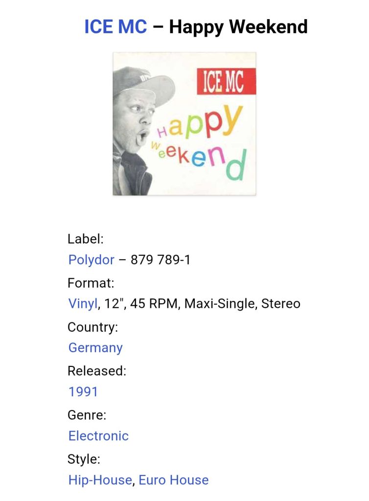 Ice MC - Happy Weekend - 1991.  (EP) 12. Vinyl. Пластинка. Germany. - фото фото фото 4