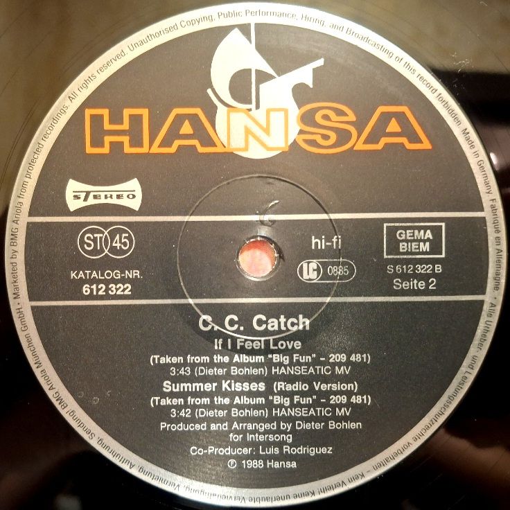 C.C. Catch - Summer Kisses - 1988.  (EP). 12. Vinyl. Пластинка. Germany. - фото фото фото 3