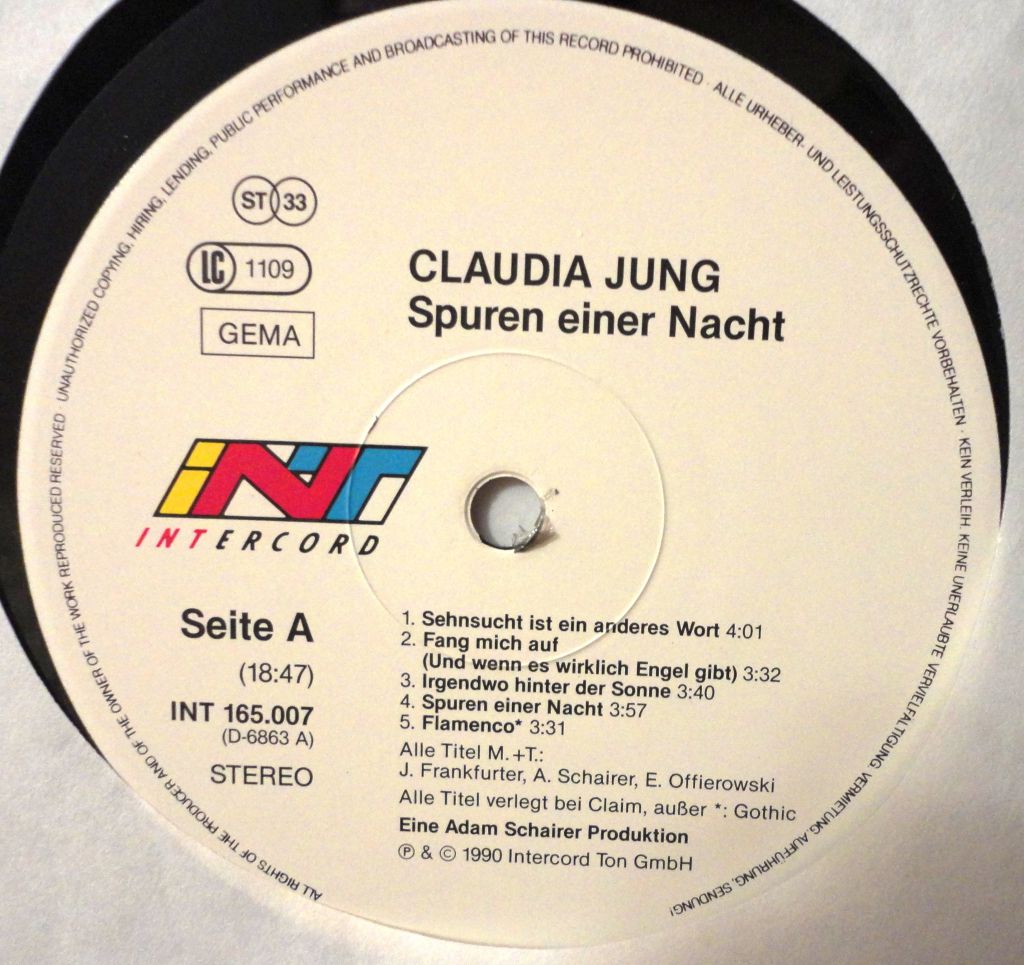 Claudia Jung - Spuren Einer Nacht NM/EX+ - фото фото фото 3