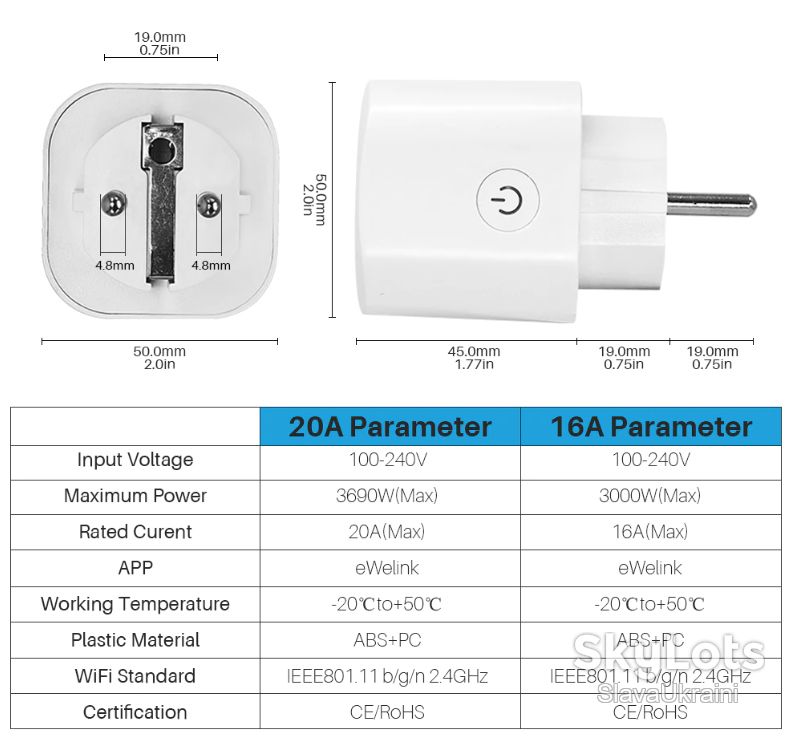 Розумна розетка Smart plug WiFi 20А. - фото фото фото 0