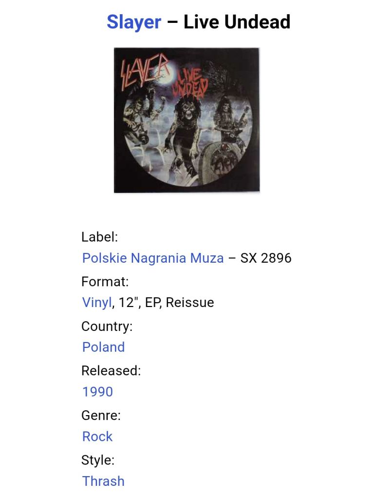 Slayer - Live Undead - 1984.   (LP). 12. Vinyl. Пластинка. Poland. - фото фото фото 4