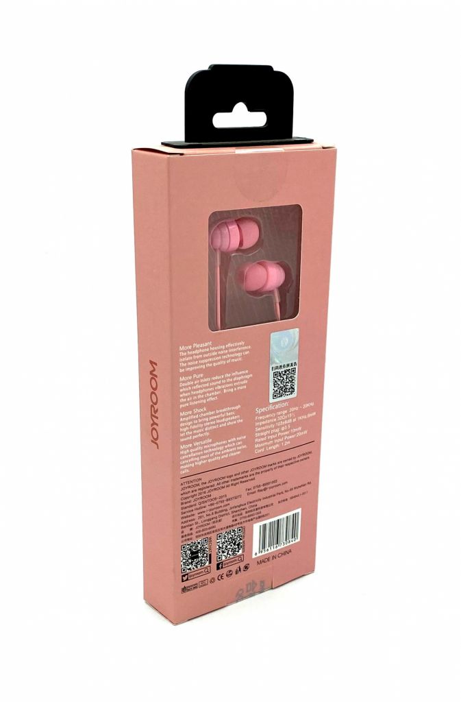 Наушники с микрофоном Joyroom JR-EL112 Pink - фото фото фото 1