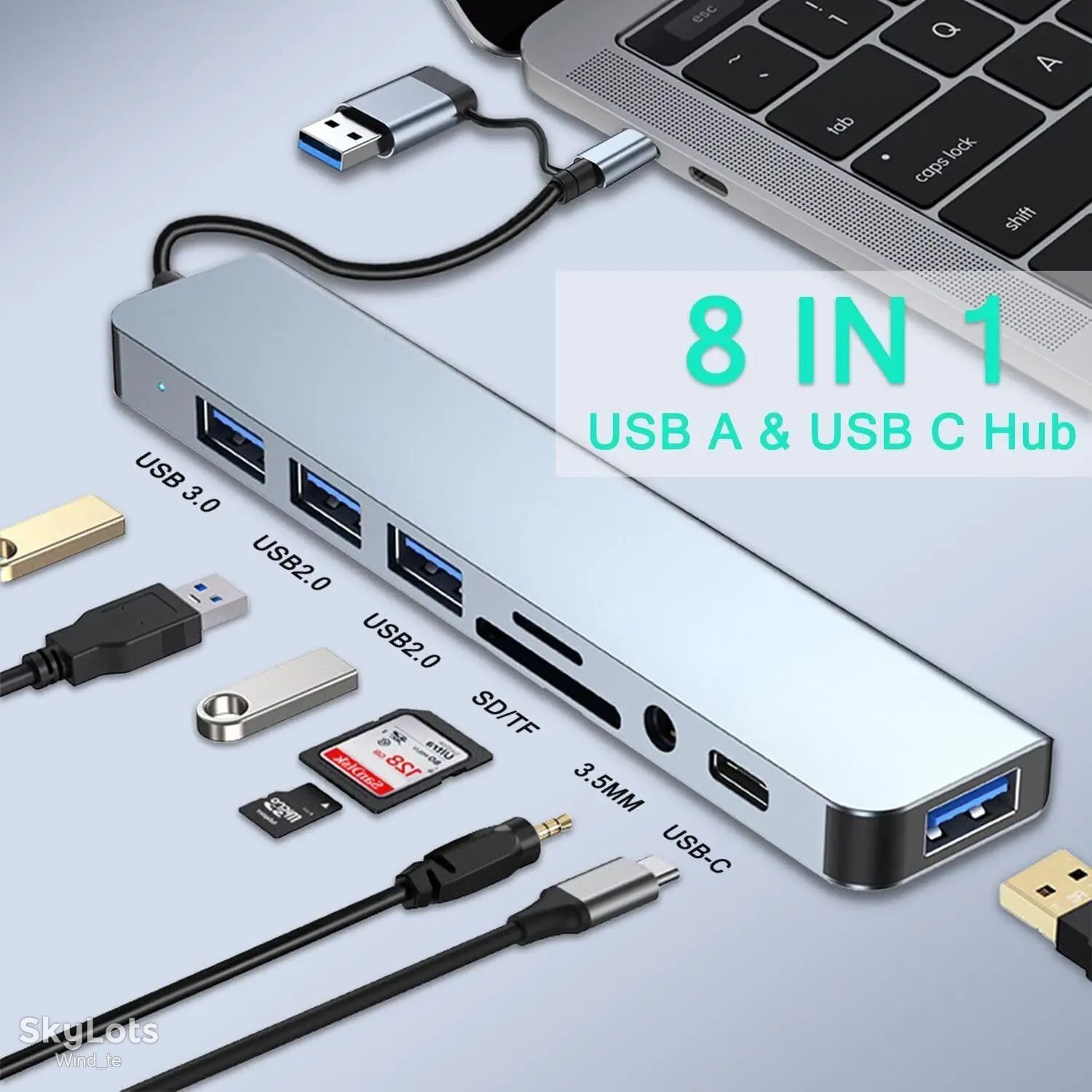 Металевий Type-C USB хаб док-станція 8в2  ( докстанция ) - фото фото фото 0