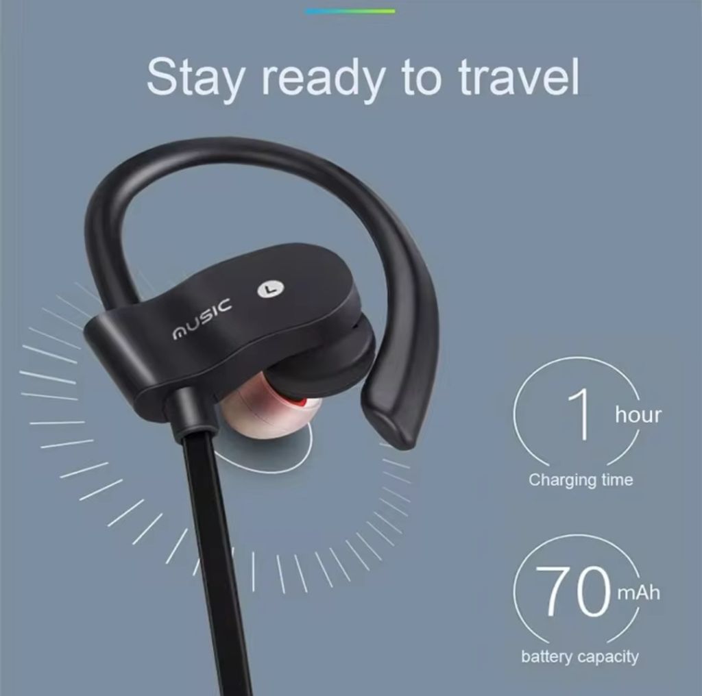 Спортивные удобные Bluetooth наушники  блютуз гарнитура с микрофоном - фото фото фото 1