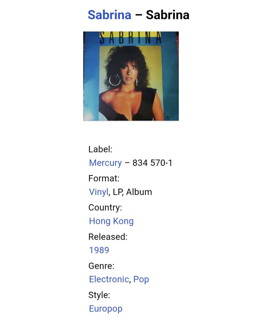 Sabrina - Boys - 1987.  (LP). 12. Vinyl. Пластинка. Hong Kong. Rare. - фото фото фото 4