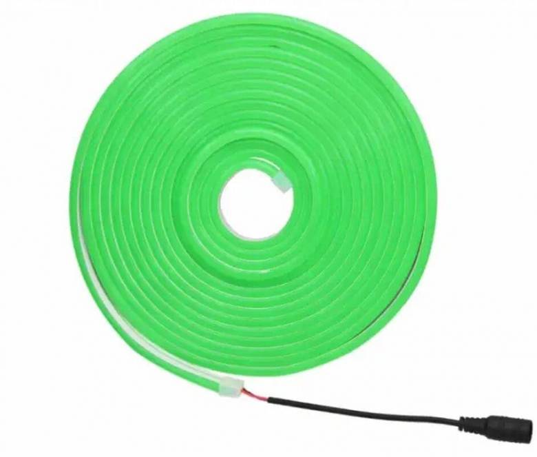 Лента силиконовая Led neon flex 5м с блоком питания 12v, green - фото фото фото 2