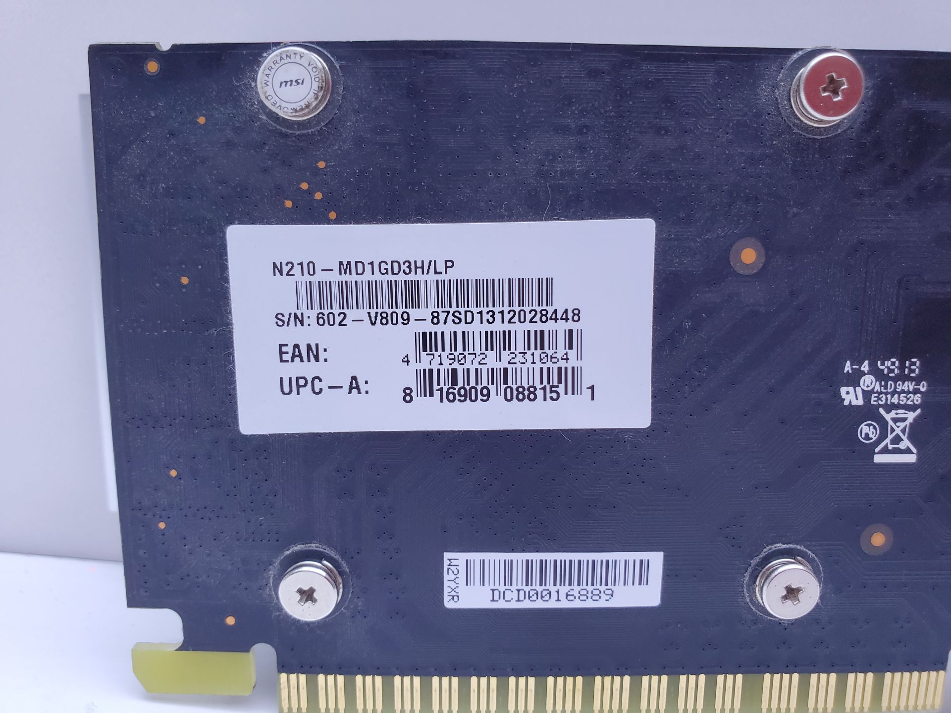Видеокарта MSI GeForce G210 1GB    (GDDR3,64 Bit,HDMI,PCI-Ex,Б/у) - фото фото фото 3