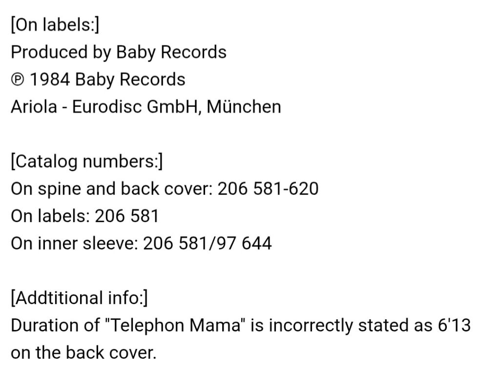 Gazebo - Telephone Mama - 1984.  (LP). 12. Vinyl. Пластинка. Europe. - фото фото фото 10