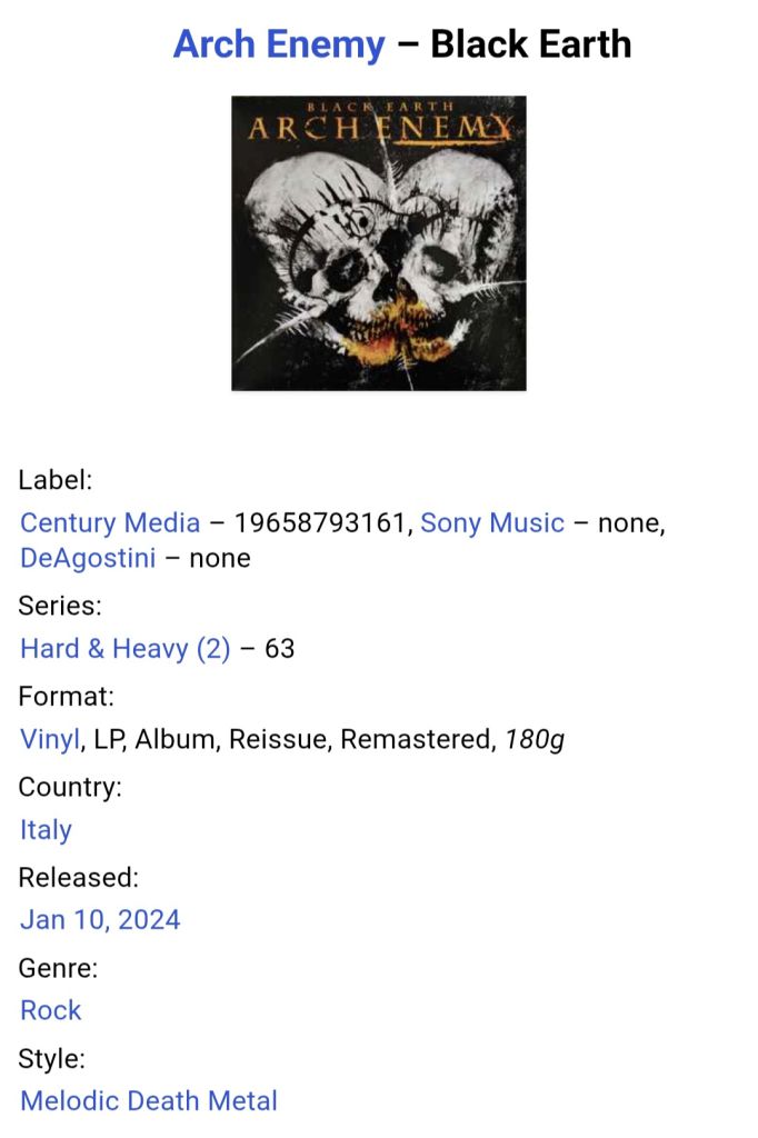 Arch Enemy - Black Earth - 1996.  (LP). 12. Vinyl. Пластинка. Italy. S/S. - фото фото фото 2