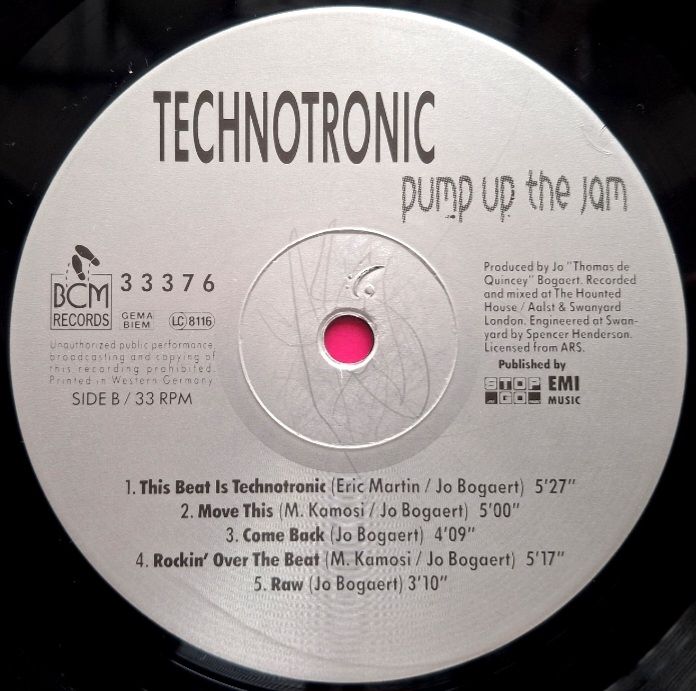 Technotronic - Pump Up The Jam - 1989.  (LP). 12. Vinyl. Пластинка. Europe - фото фото фото 3