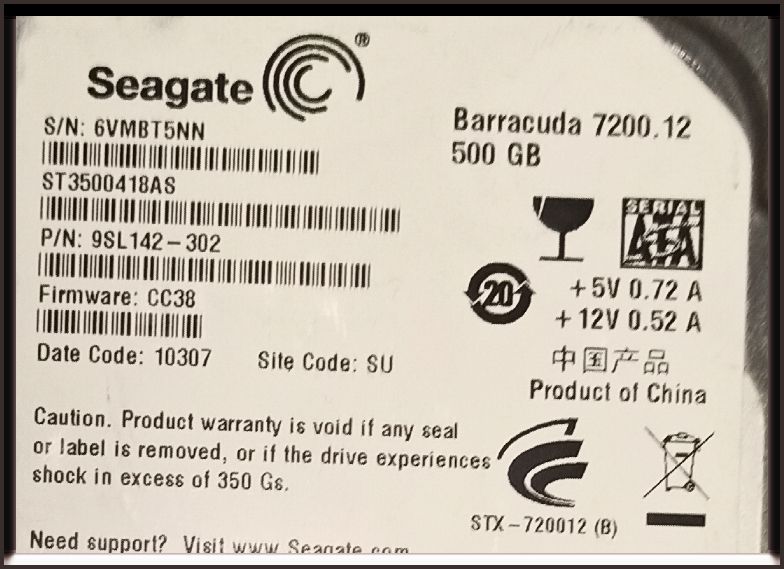 Диск Винчестер Seagate ST3500418AS 7500.12 CC38 - фото фото фото 0