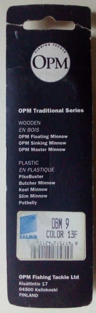 Воблер OPM Lures Fishing Tackle OBM 9  (13F)  (Finland)  (новый) - фото фото фото 1