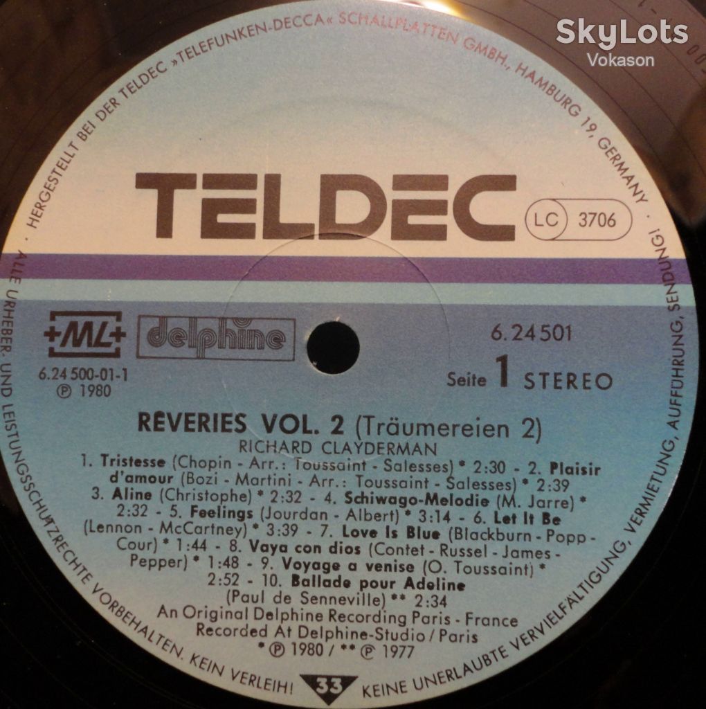 Richard Clayderman - Rêveries Vol.2    (Träumereien 2)  NM/EX++ - фото фото фото 2