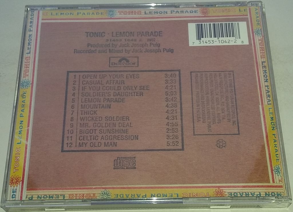 TONIC  Lemon Parade CD  US - фото фото фото 2